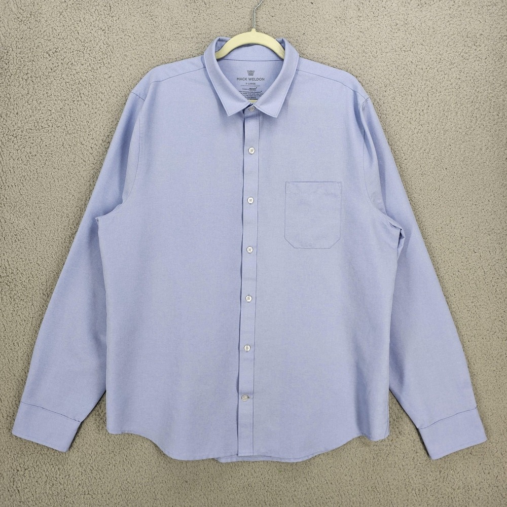Mack Weldon Shirt Mens XL Blue SeaWool Blend Long Sleeve Woven Button Up Casual - Picture 1 of 9